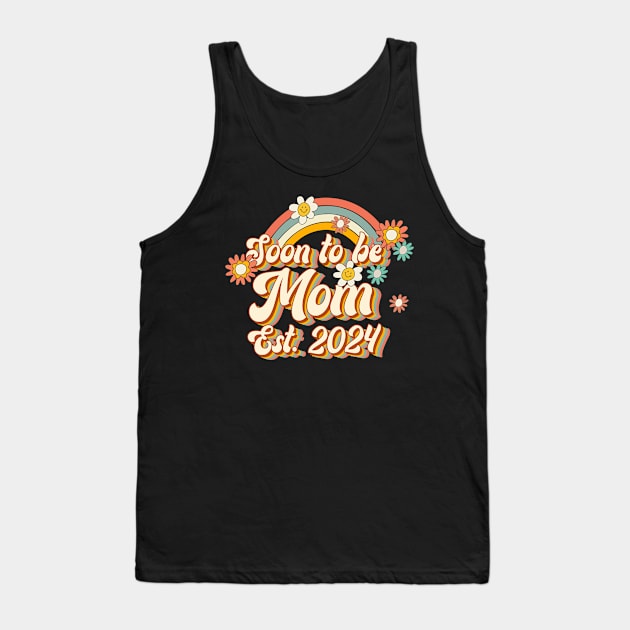 Soon To Be Mom Est. 2024 Family 60s 70s Hippie Costume Tank Top by Rene	Malitzki1a